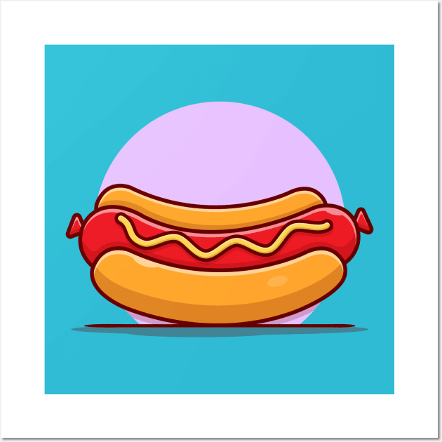 Hotdog Cartoon Vector Icon Illustration (4) Wall Art by Catalyst Labs